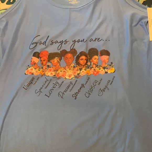 XL Sleeveless, God says you are UNIQUE CHOSEN with scripture etc.. pic of flower - Picture 3 of 4